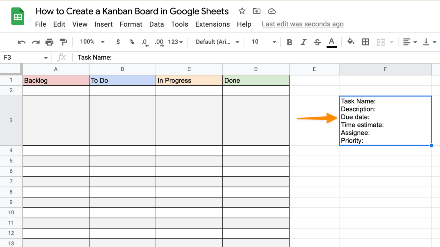 create a template to access google tasks in a kanban board