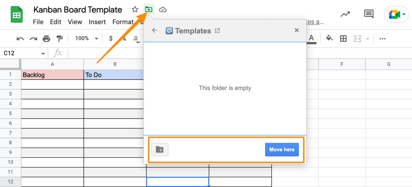 guarda una plantilla de google kanban board en tu espacio de trabajo de google