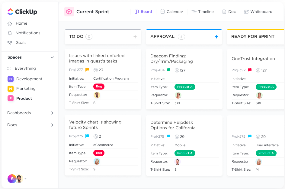 sprints in clickup keep teams aligned about product roadmaps