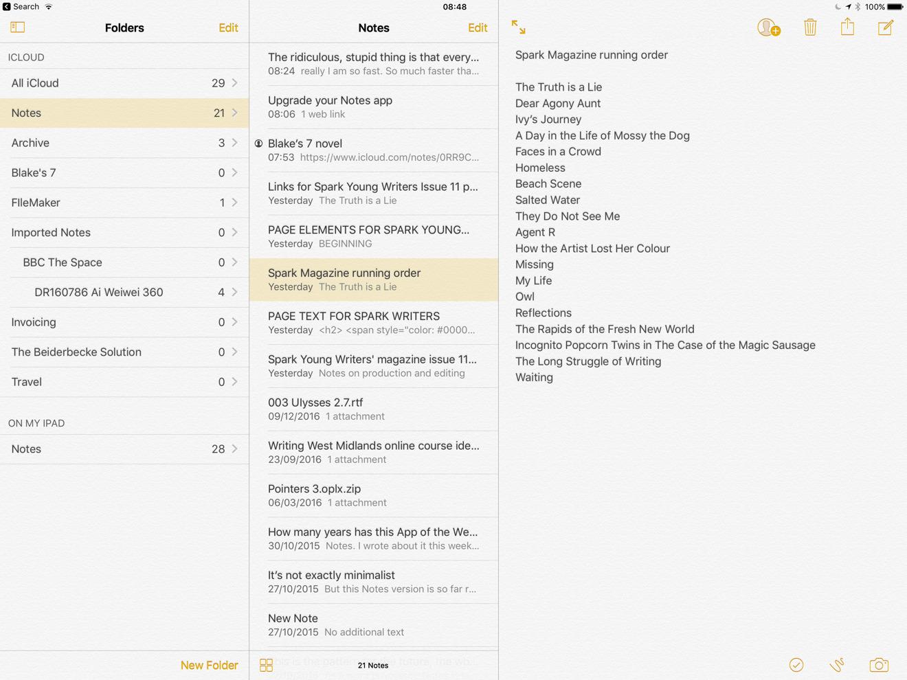 Apple Notes Interface Example