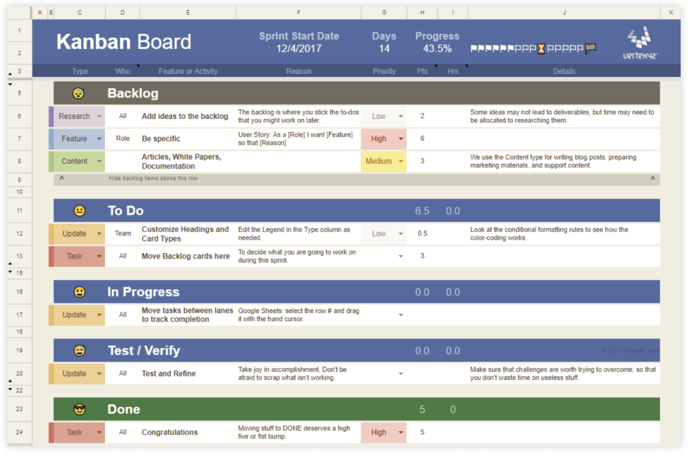 Agile Kanban Board Template for Excel