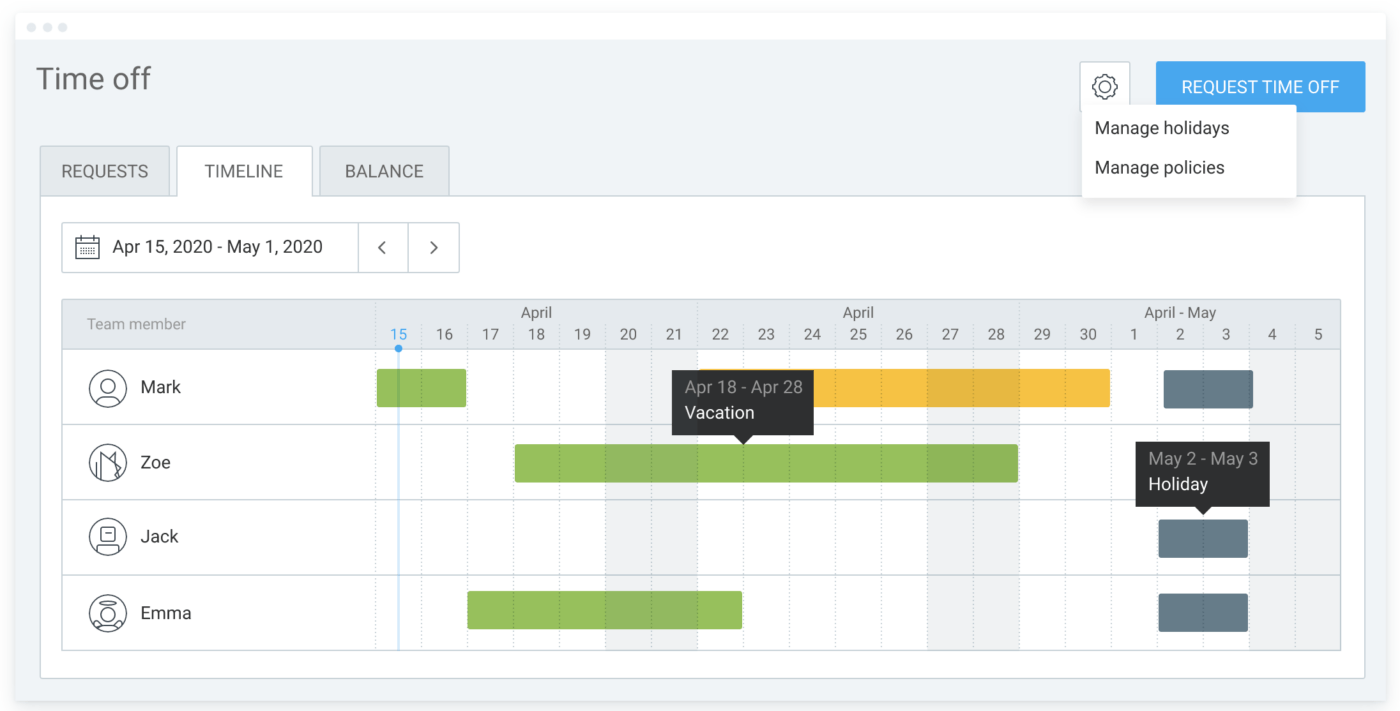 Exemplo de produto Clockify