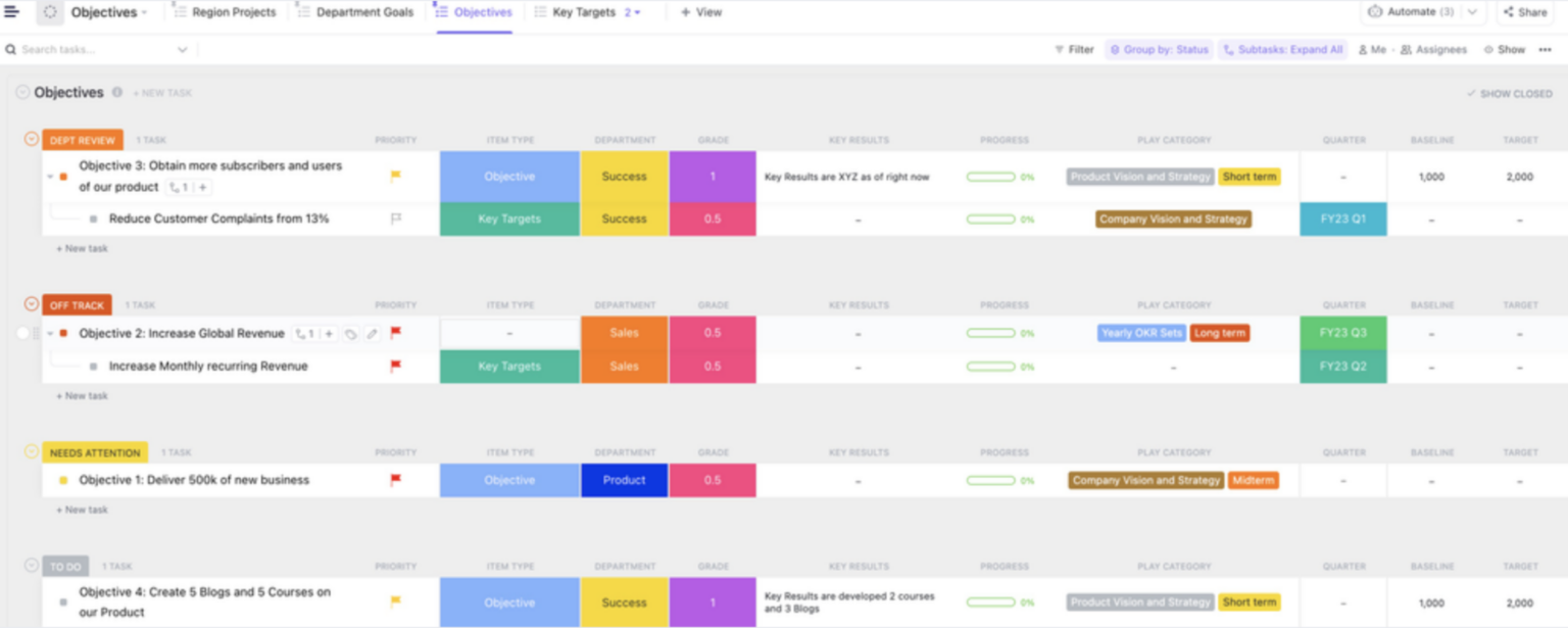 10 Free Goal-setting Templates & Worksheets (excel & Clickup)