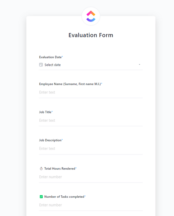 ClickUp Evaluation Form