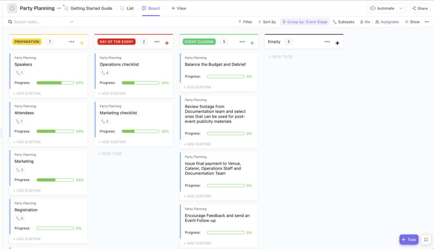 ClickUp Party Planning To-Do List Template