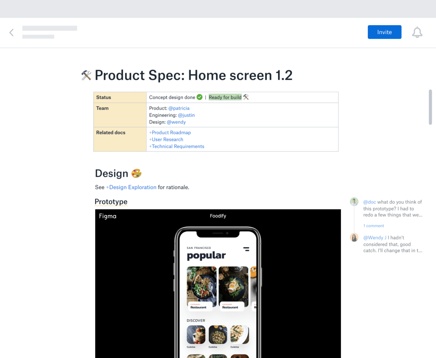 Dropbox Paper Product Example