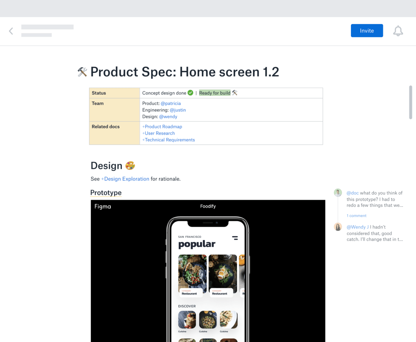 Exemple de produit Dropbox Paper