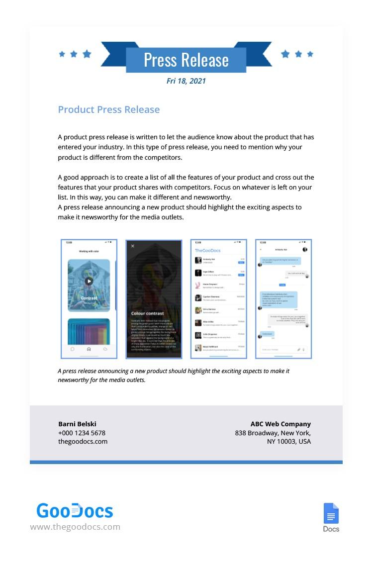GooDocs Product Press Release Template