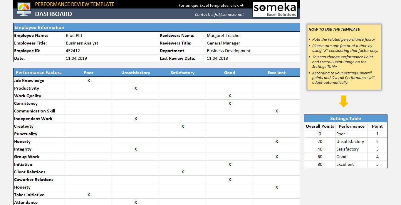 Someka Performance Review Template