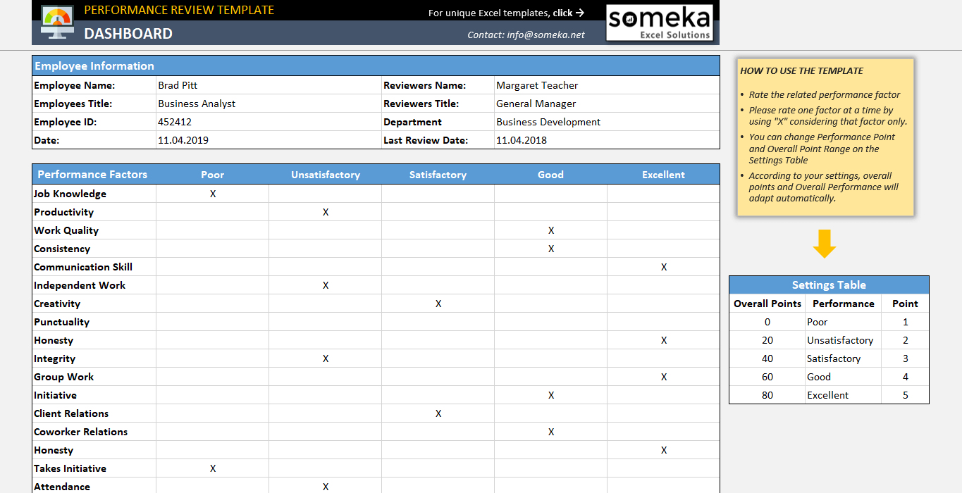 Someka Leistungsüberprüfungsvorlage