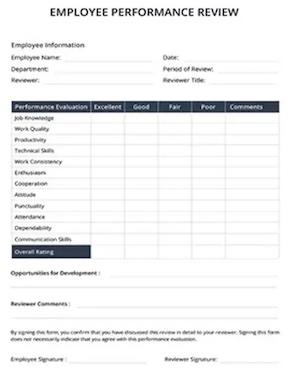 employee performance template excel