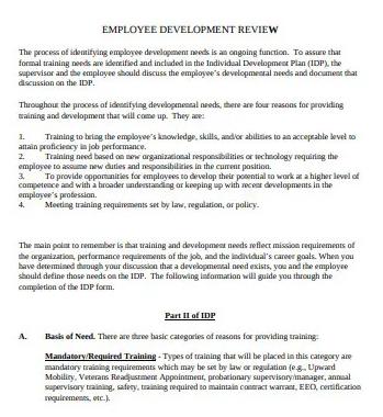 Template.net Modèle d'examen du développement des employés