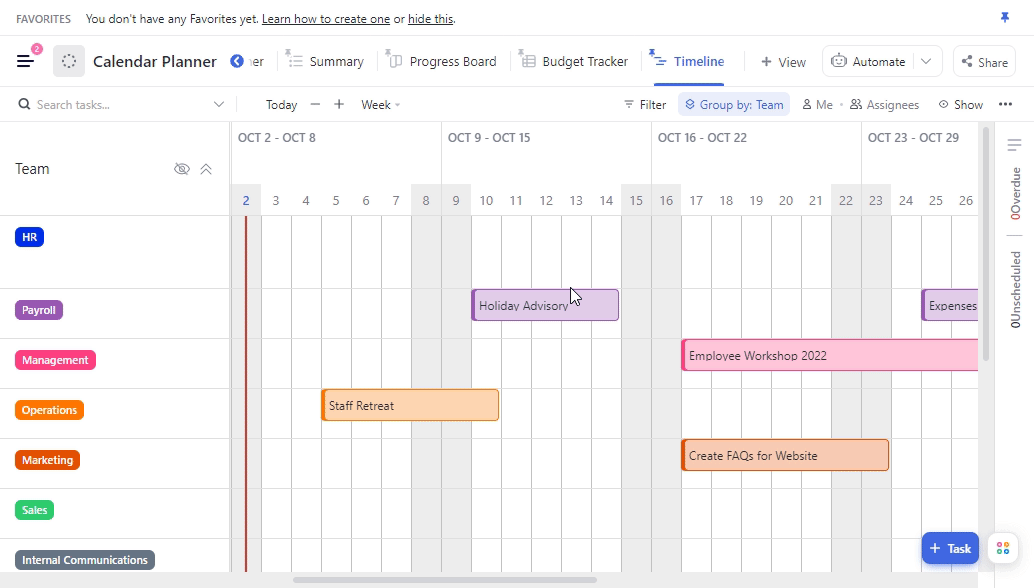 ClickUp Project Management calendar
