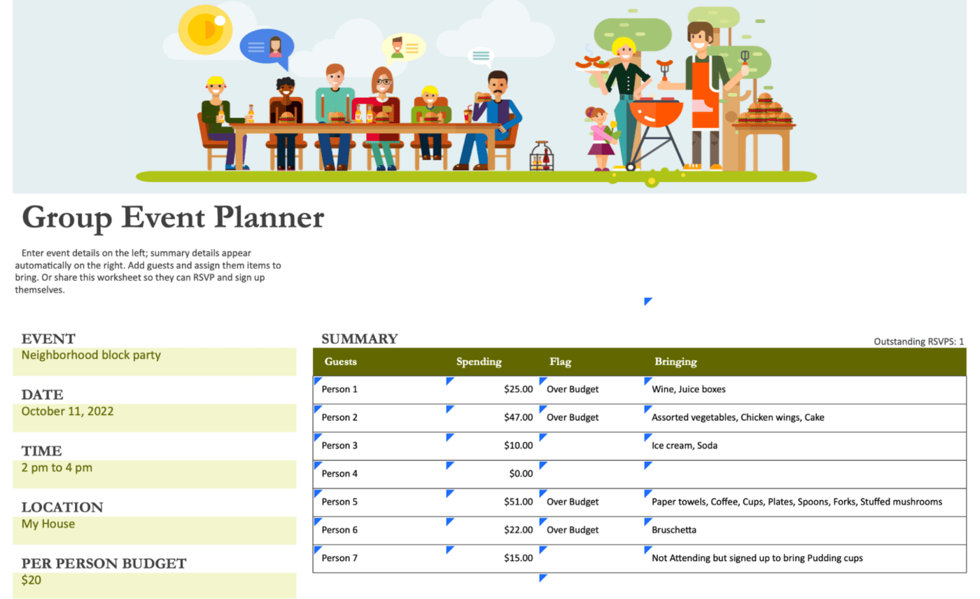 Group Event PlannerTemplate for Excel