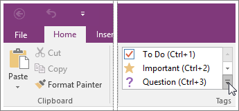 niestandardowe tagi onenote