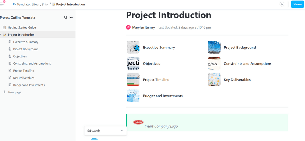 Modello di schema del progetto ClickUp