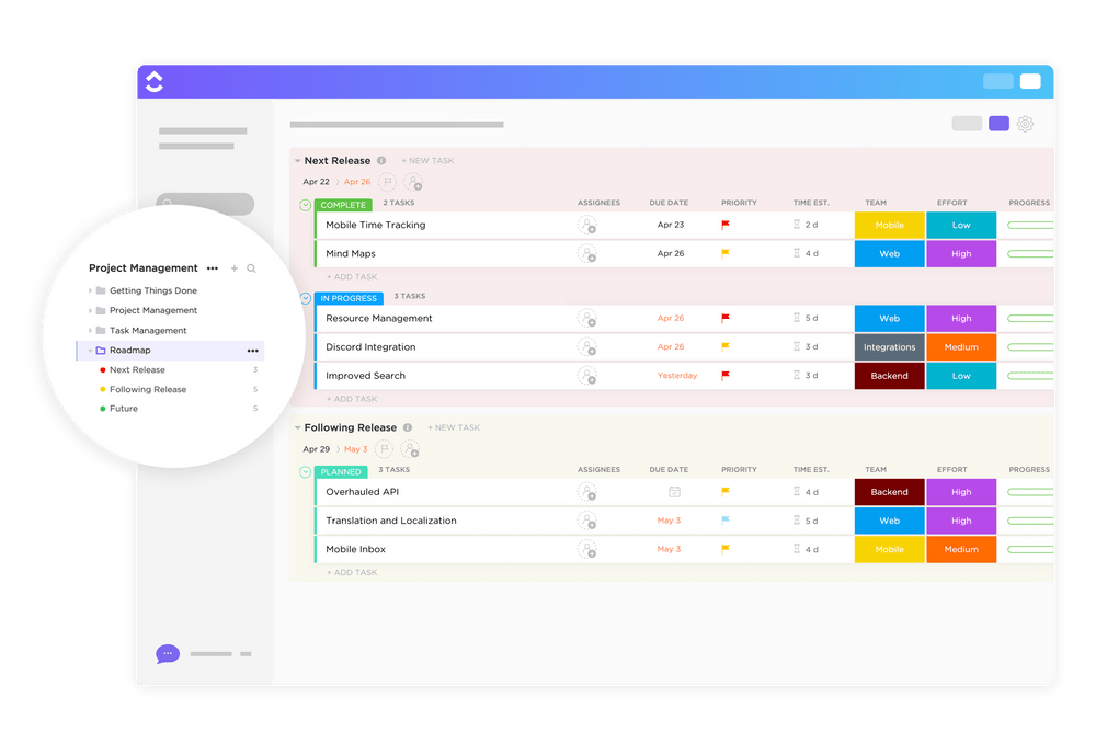 ClickUp Project Roadmap Template