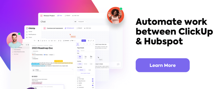 HubSpot en ClickUp integratie CTA-knop