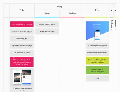 Example of a Kanban Tool's board view