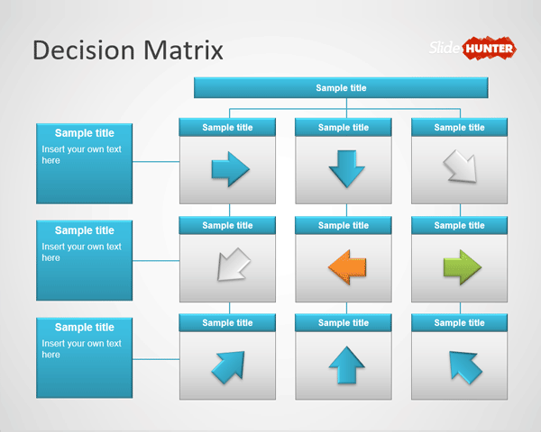 Modelo de matriz de tomada de decisão para Power Point