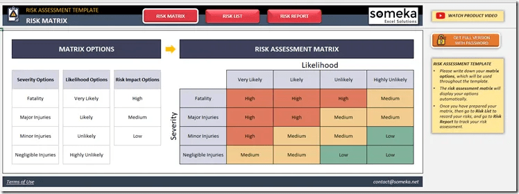 SafetyRisk Risk Assessment Excel Template