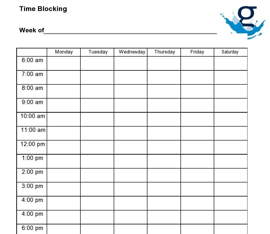 TemplateLab Excel Simple Weekly Time-Blocking Template