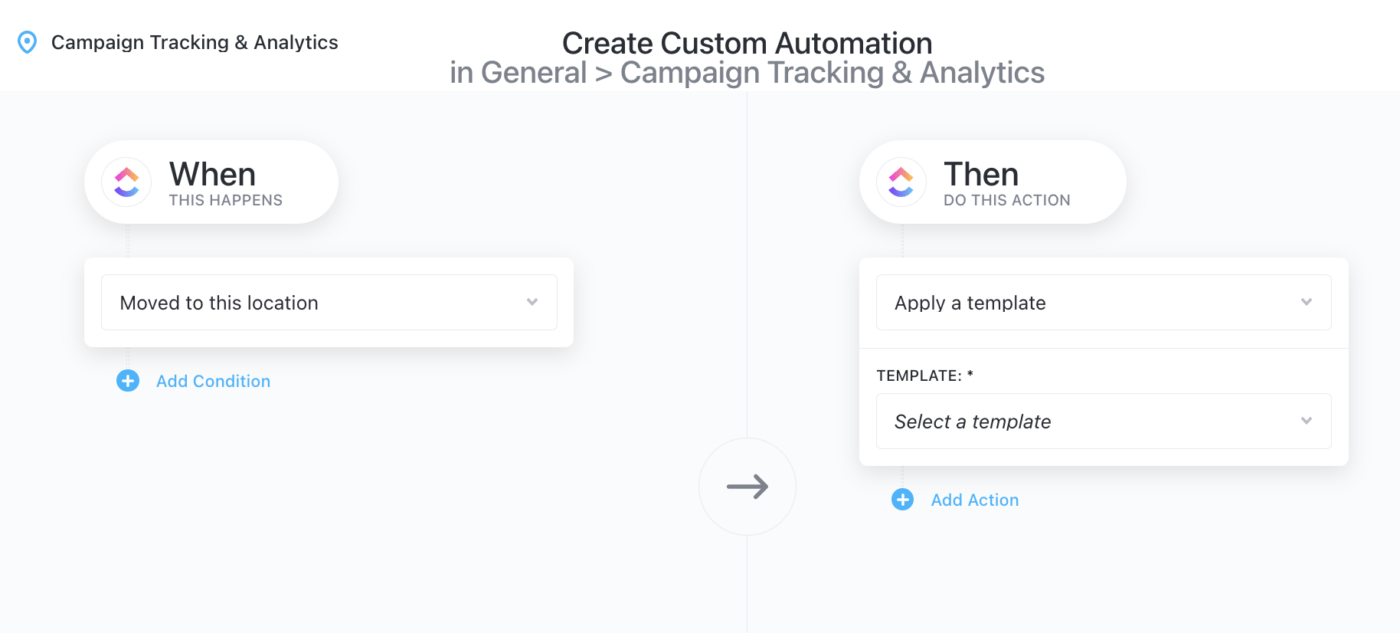 anwendung einer Automatisierung der Vorlage in ClickUp