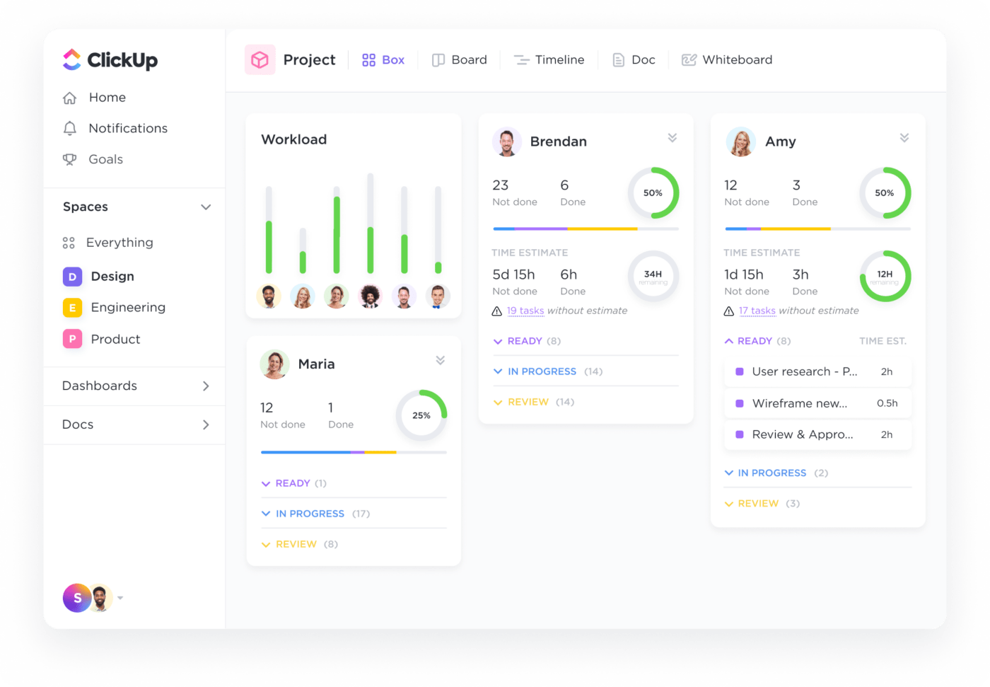 prioritize projects and tasks using ClickUp's Workload view