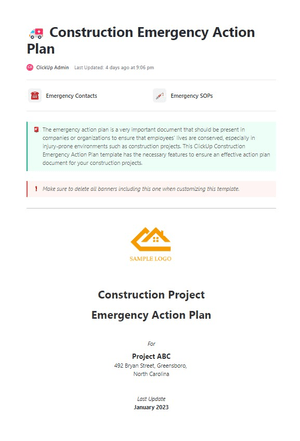 ClickUp Construction Emergency Action Plan Template