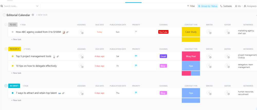 Traccia, gestisci e costruisci facilmente i programmi di pubblicazione dei contenuti con questo modello di calendario