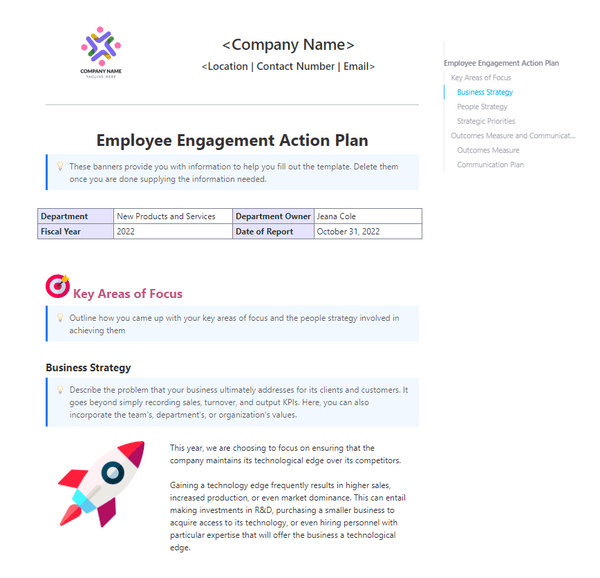 ClickUpのEmployee Engagement Action Plan Templateは、従業員エンゲージメントを向上させるためのプランを作成し、追跡するためのテンプレートです。  