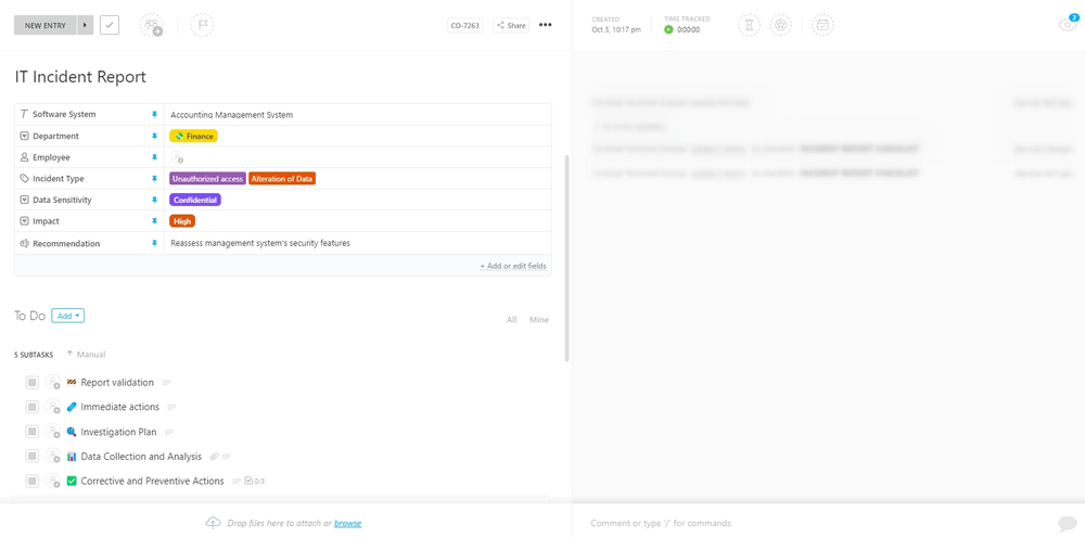 IT Incident Report Template by ClickUp