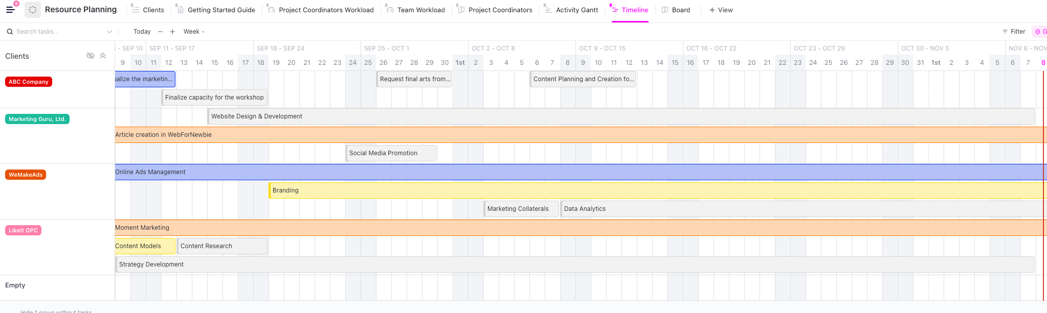 ClickUp Resource Planning Timeline Template