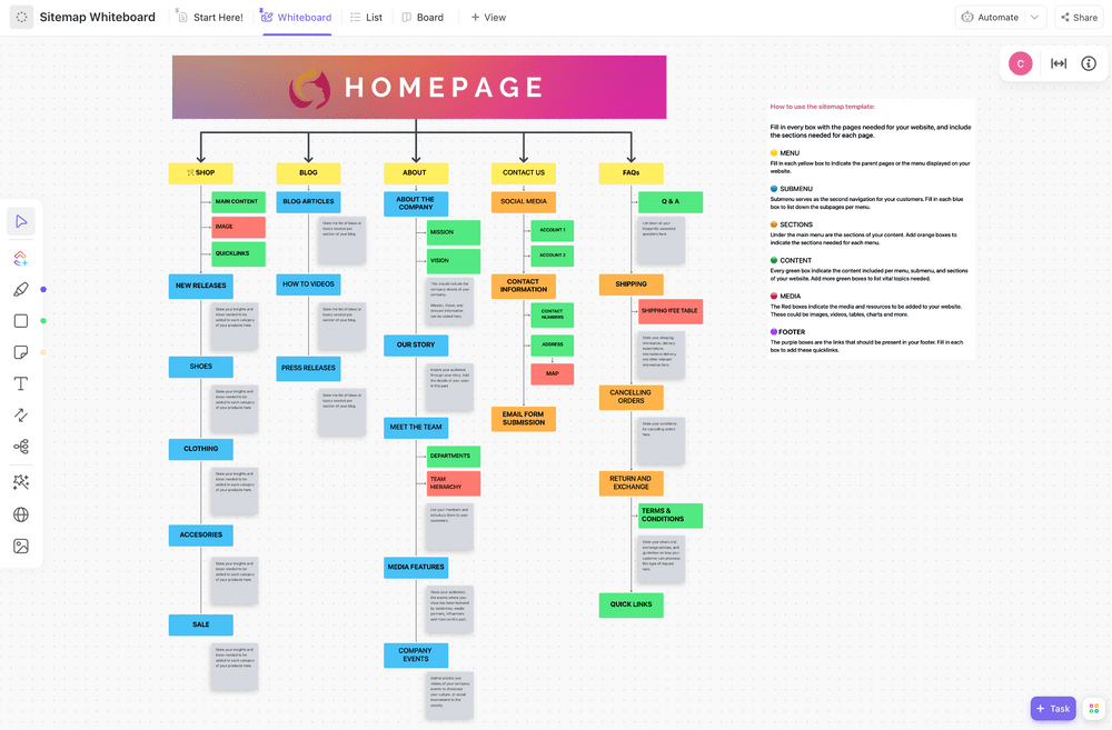 ClickUp-Sitemap-Vorlage