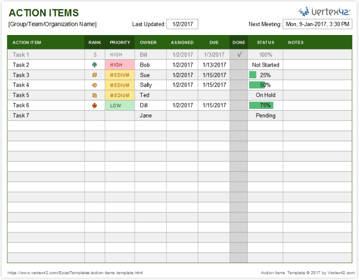 action plan templates excel