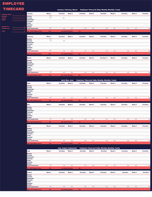 Templat Lembar Waktu Karyawan Excel