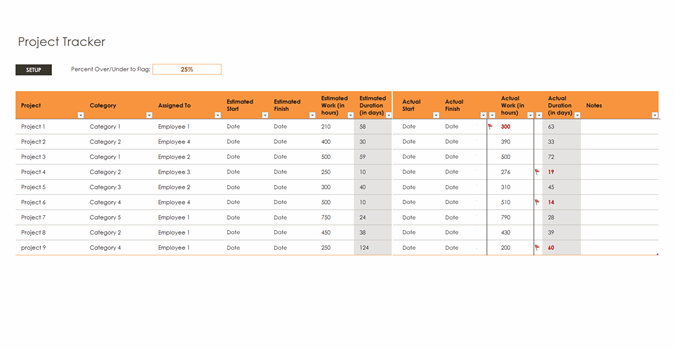 Szablon Excel do śledzenia projektów