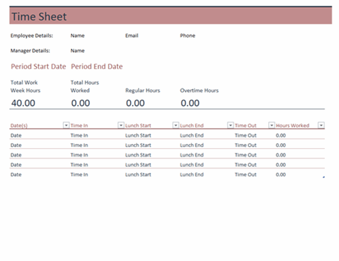 Excel Timesheet Template