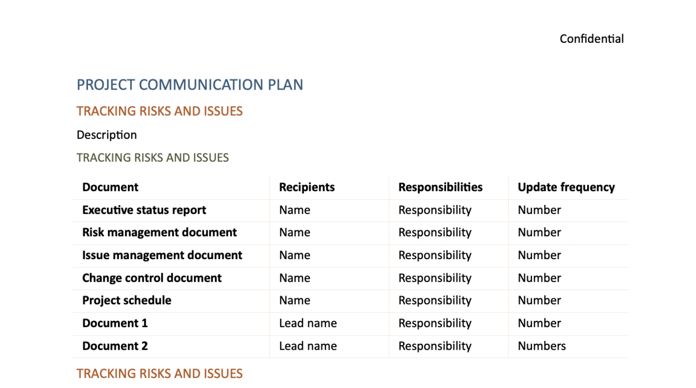 Microsoft Excel Project Communication Plan Template