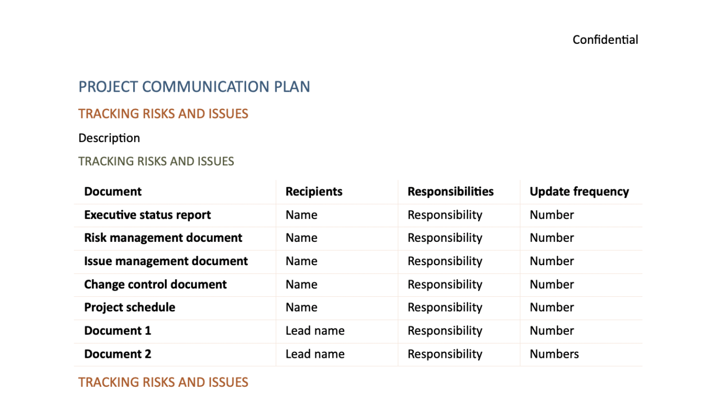 Plantilla Microsoft Excel del Plan de Comunicación del Proyecto