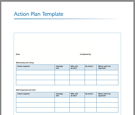 Modèle de plan d'action d'entreprise Microsoft Word