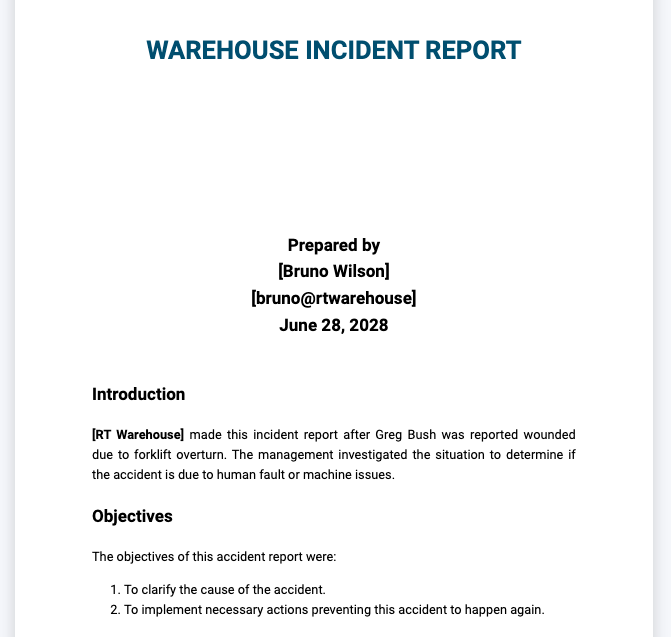 Microsoft Word Incident Report Template