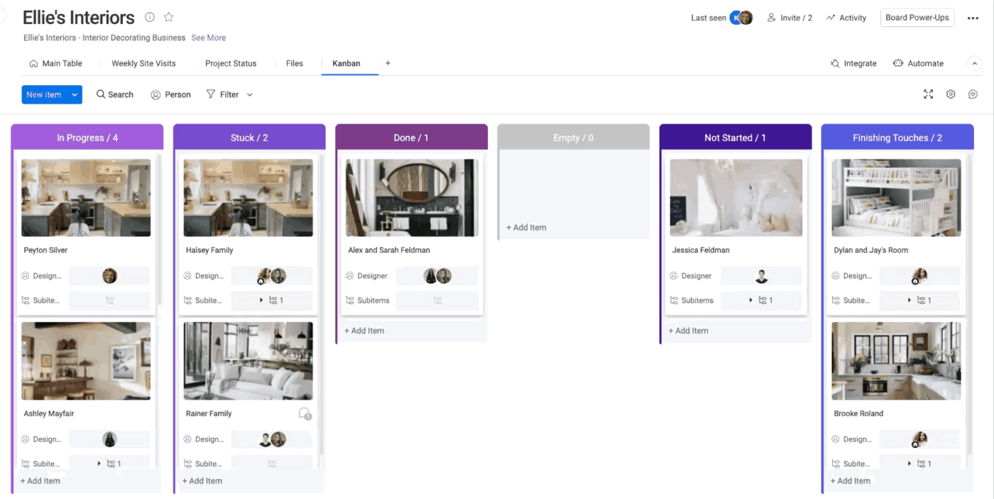 Maandag Kanban-bordweergave Voorbeeld