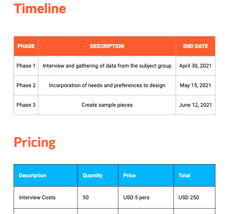 Template.net 대학 최종 프로젝트 제안서 템플릿 예시