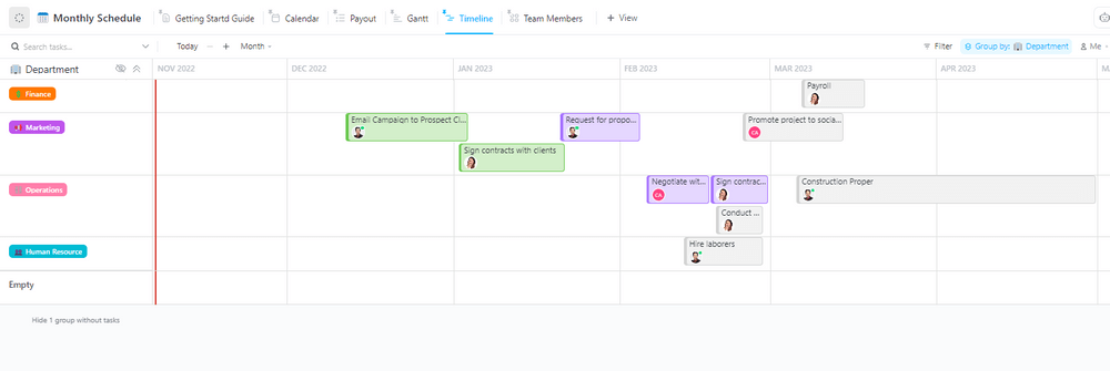 Maandelijks schema sjabloon door ClickUp