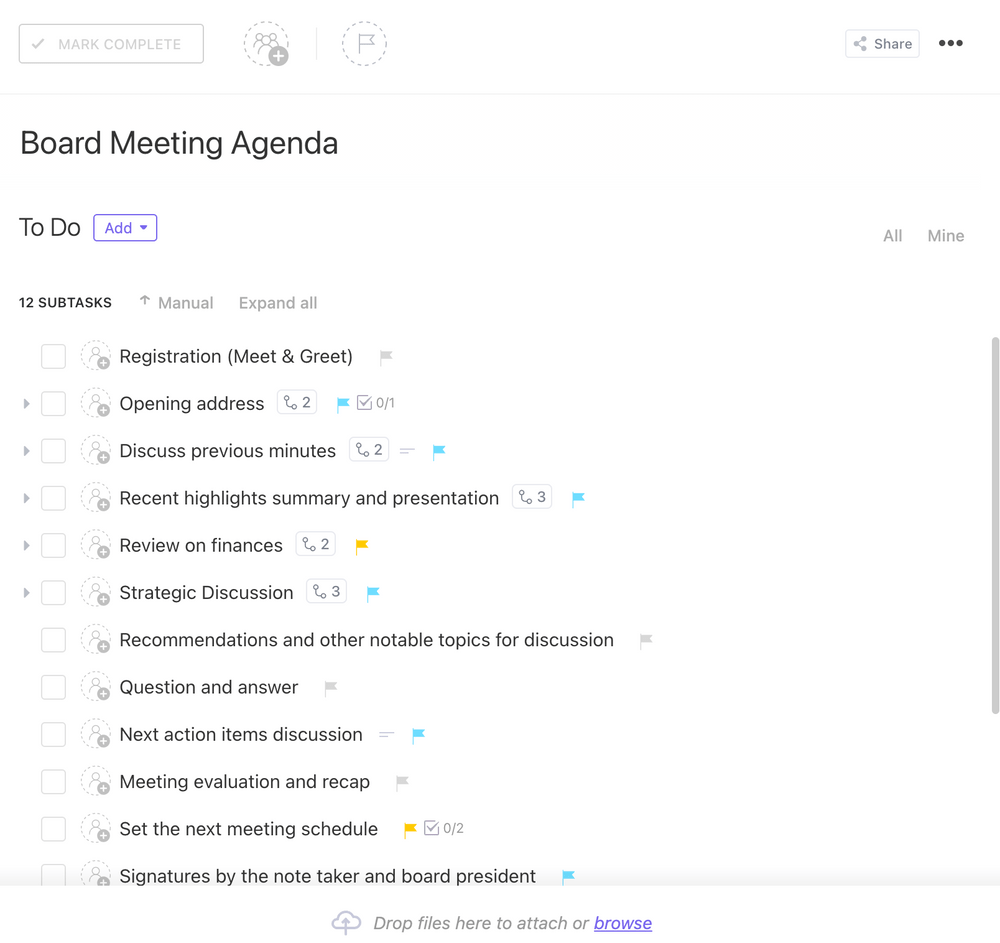 The ClickUp Board Meeting Agenda Template