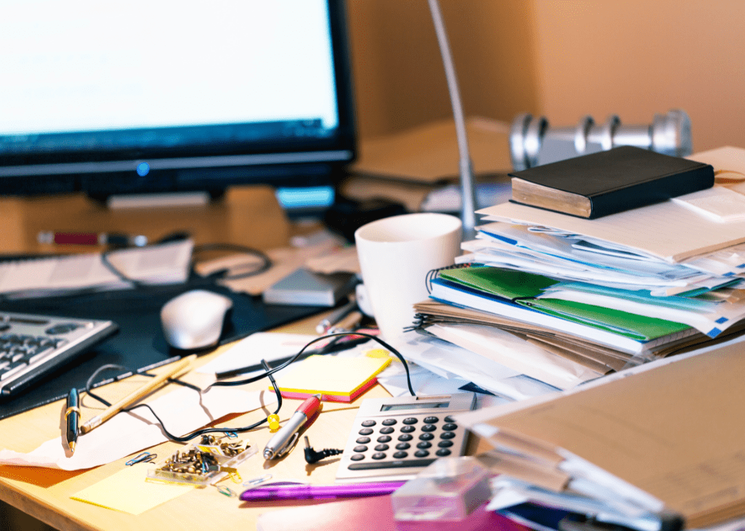 Messy office table 