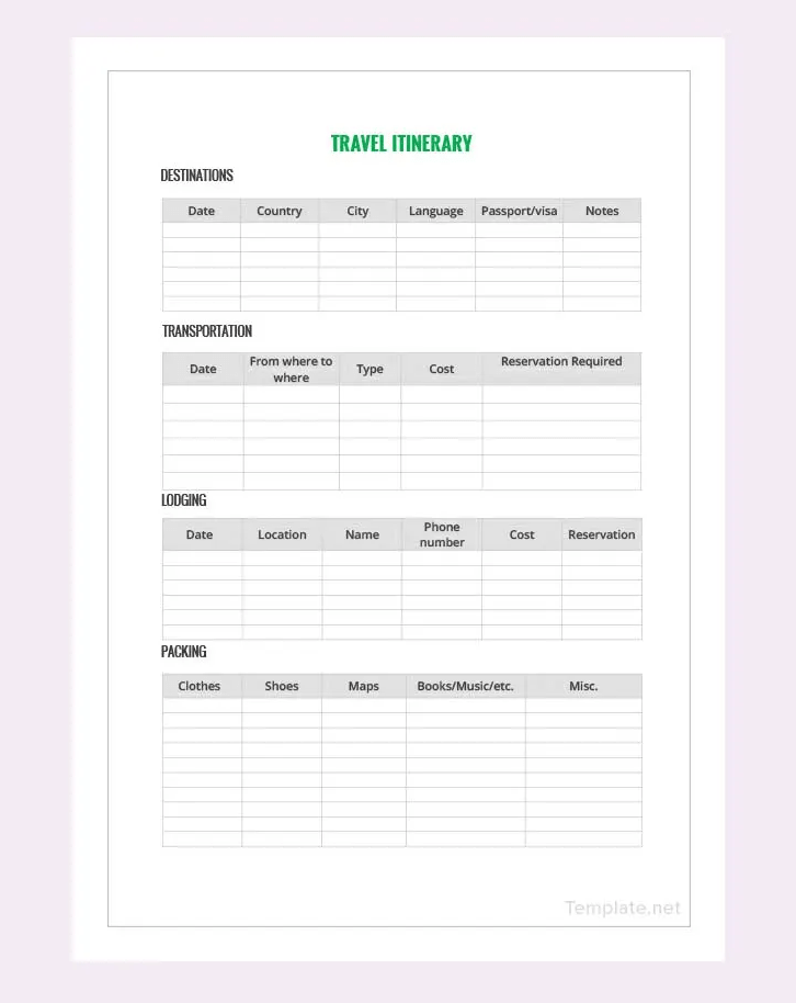 10 Free Travel Itinerary Templates In Google Docs Word Excel