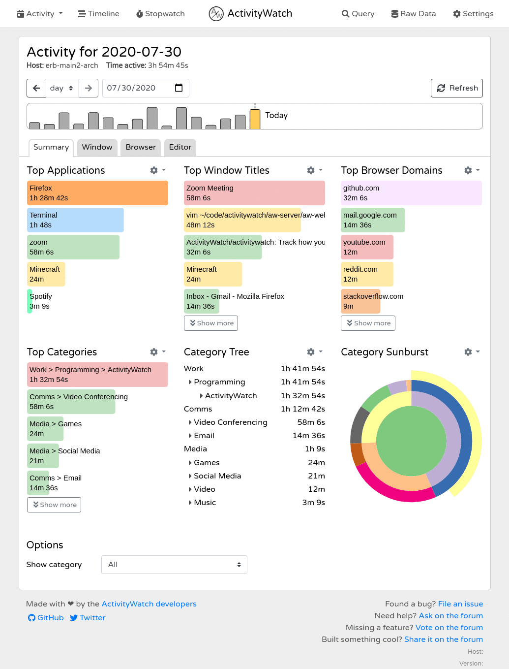 ActivityWatch 시간 추적 도구