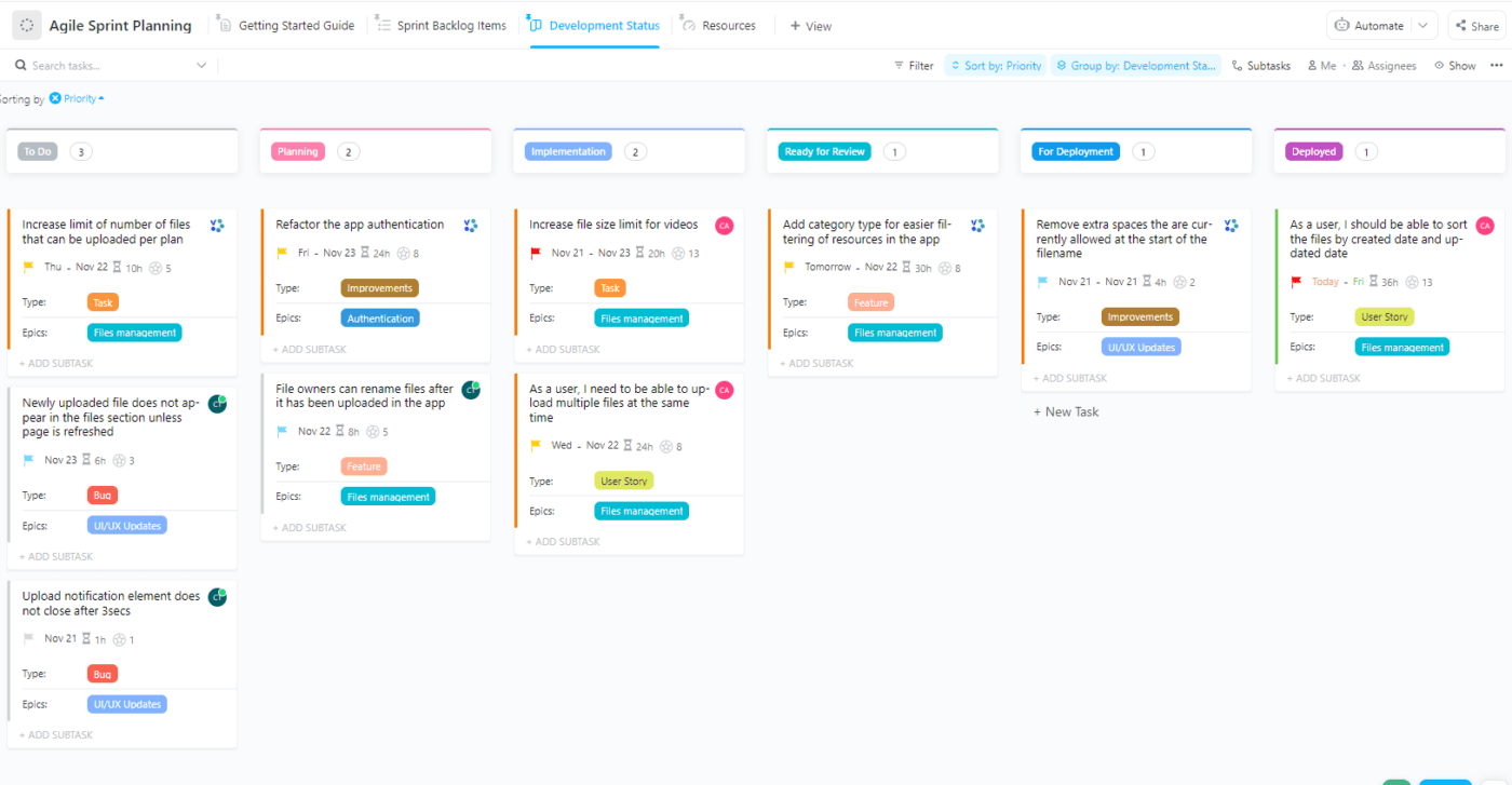 Agile Sprint Planning Template by ClickUp